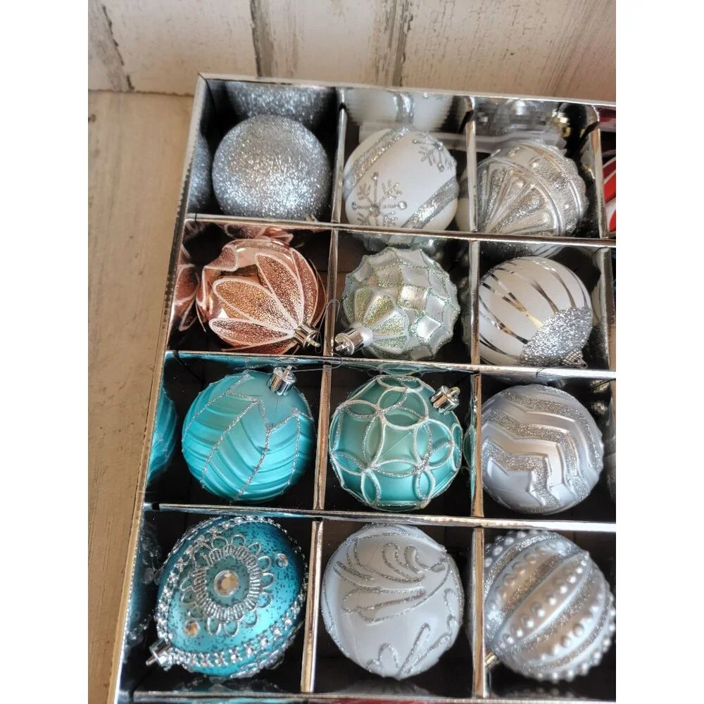 Shatterproof glitter unique variety ball ornaments set Xmas snowflake decor‎